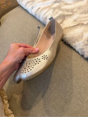 Easy Spirit Metallic Gold Laser-Cut Ballet Flats